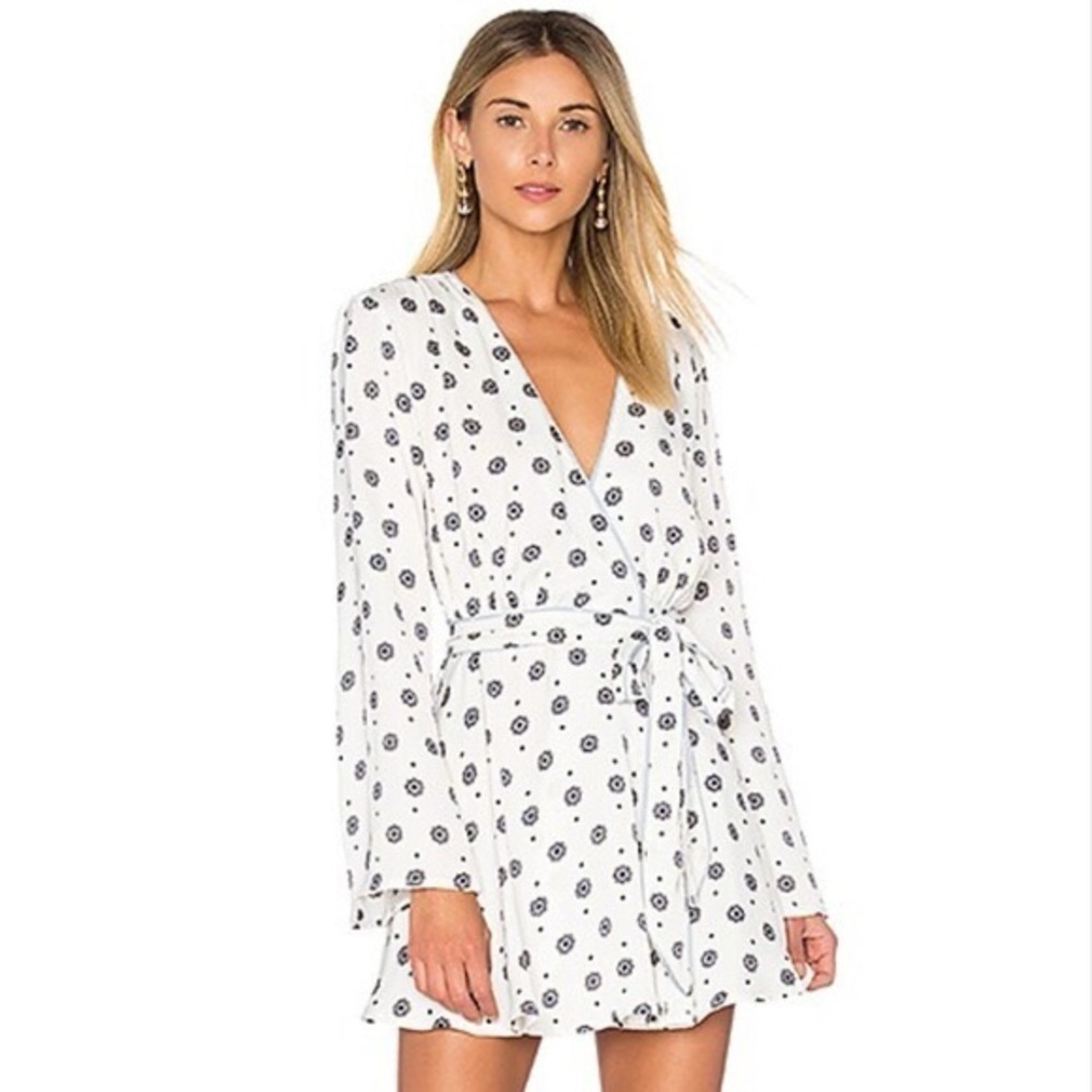 L’academie Revolve Medallion Print Wrap Mini Dress
